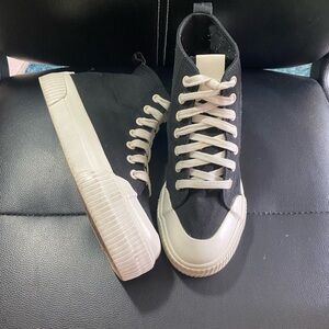 Primark Hightop Black and White Canvas Sneakers Size 6